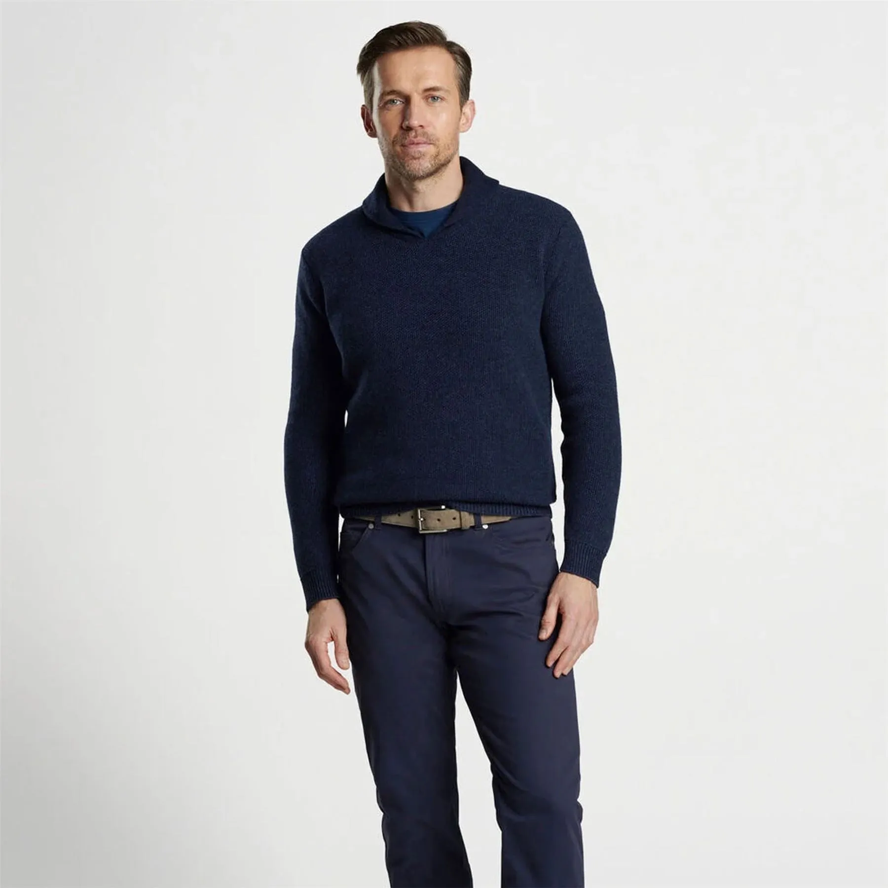 Corbet Shawl Pullover Sweater Navy - AW24