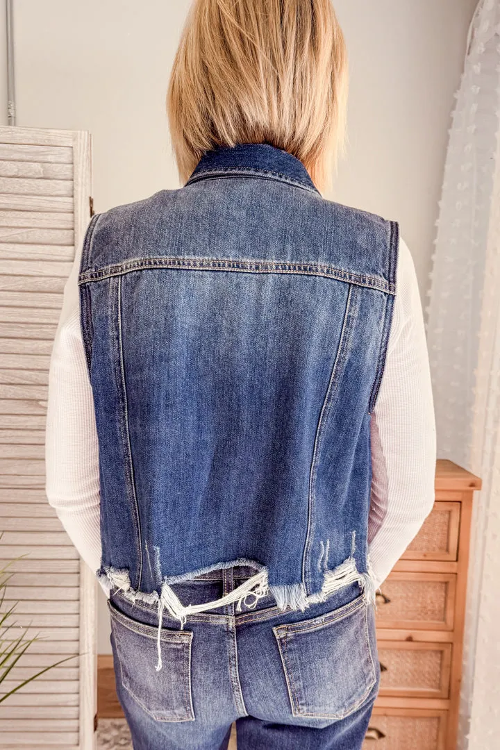 Cropped Denim Vest