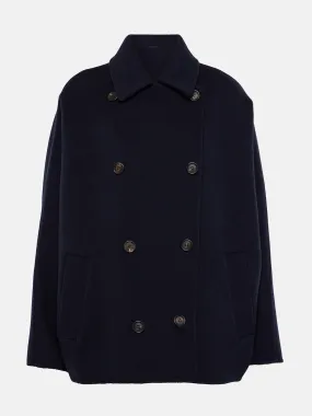 Cropped wool and cashmere coat