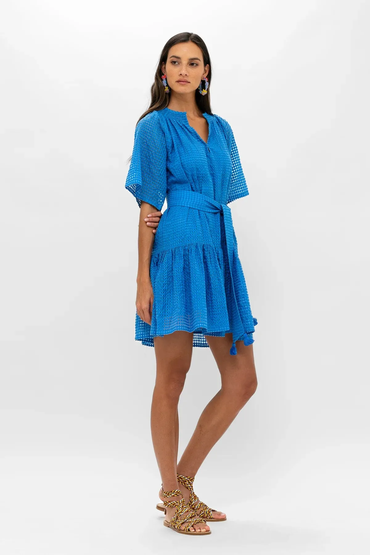 Delray Blue Raglan Belted Mini Dress