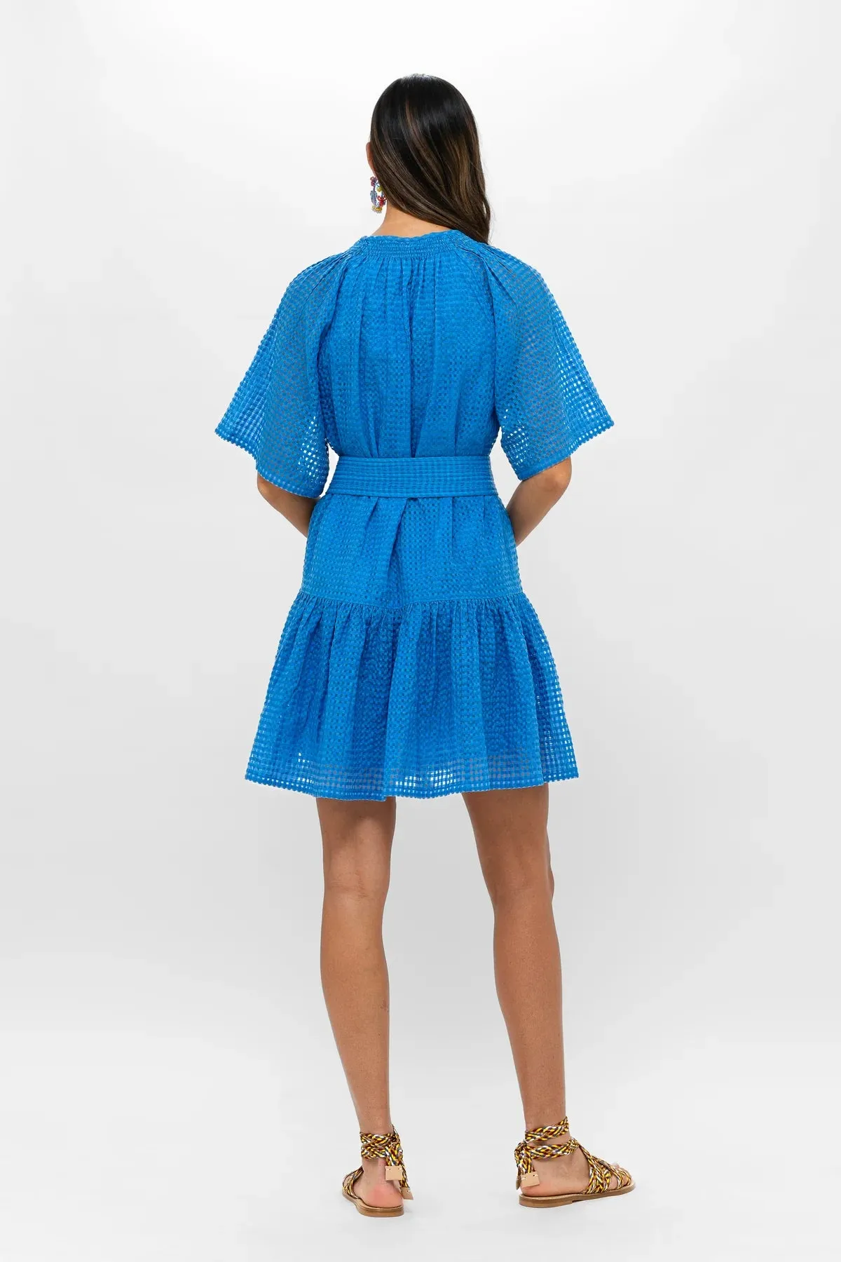 Delray Blue Raglan Belted Mini Dress