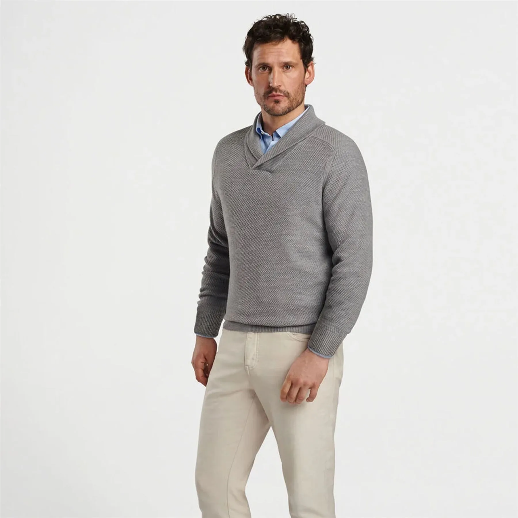 Dempsey Shawl Pullover Sweater Gale Grey - AW24