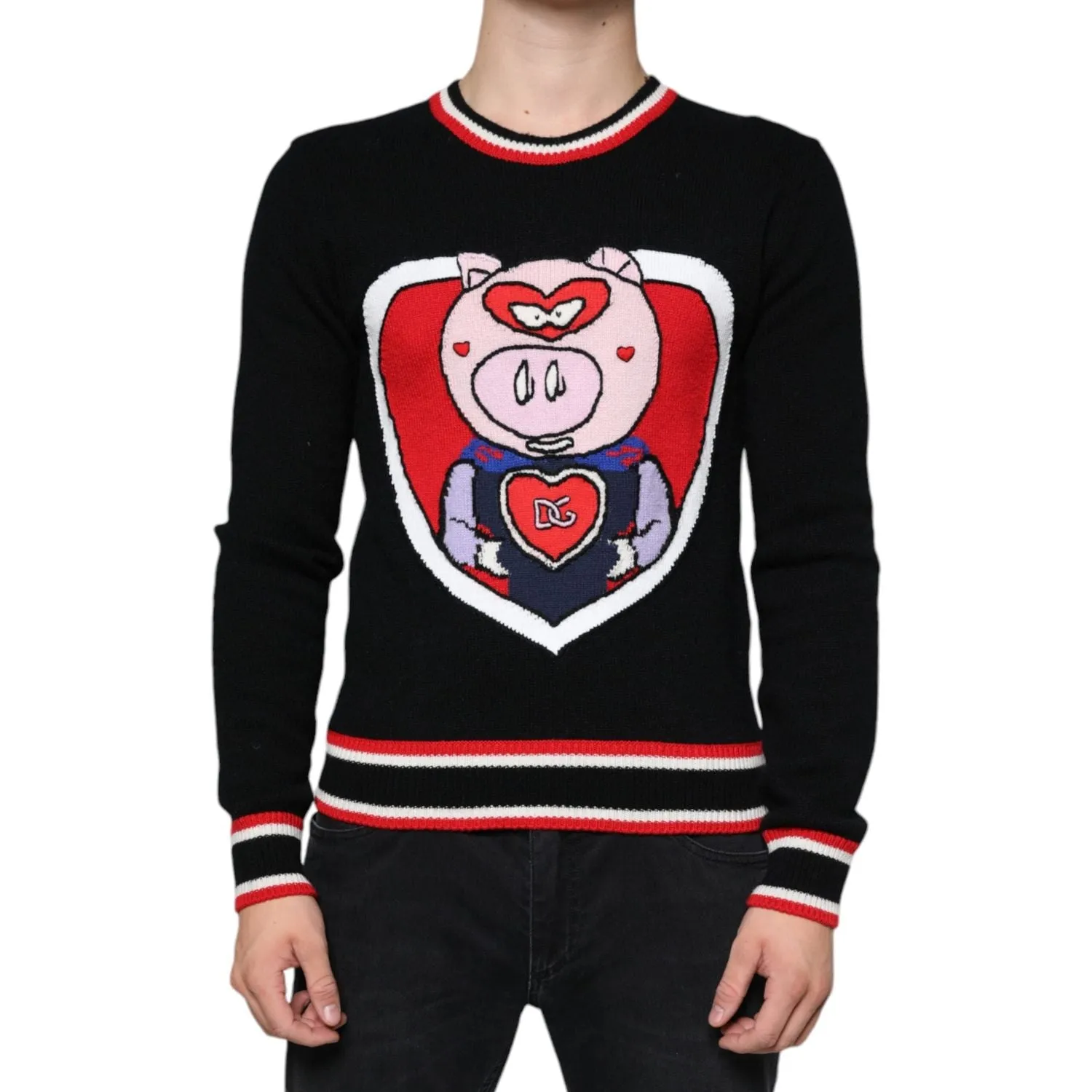 Dolce & Gabbana Black Cashmere Pig of the Year Pullover Sweater