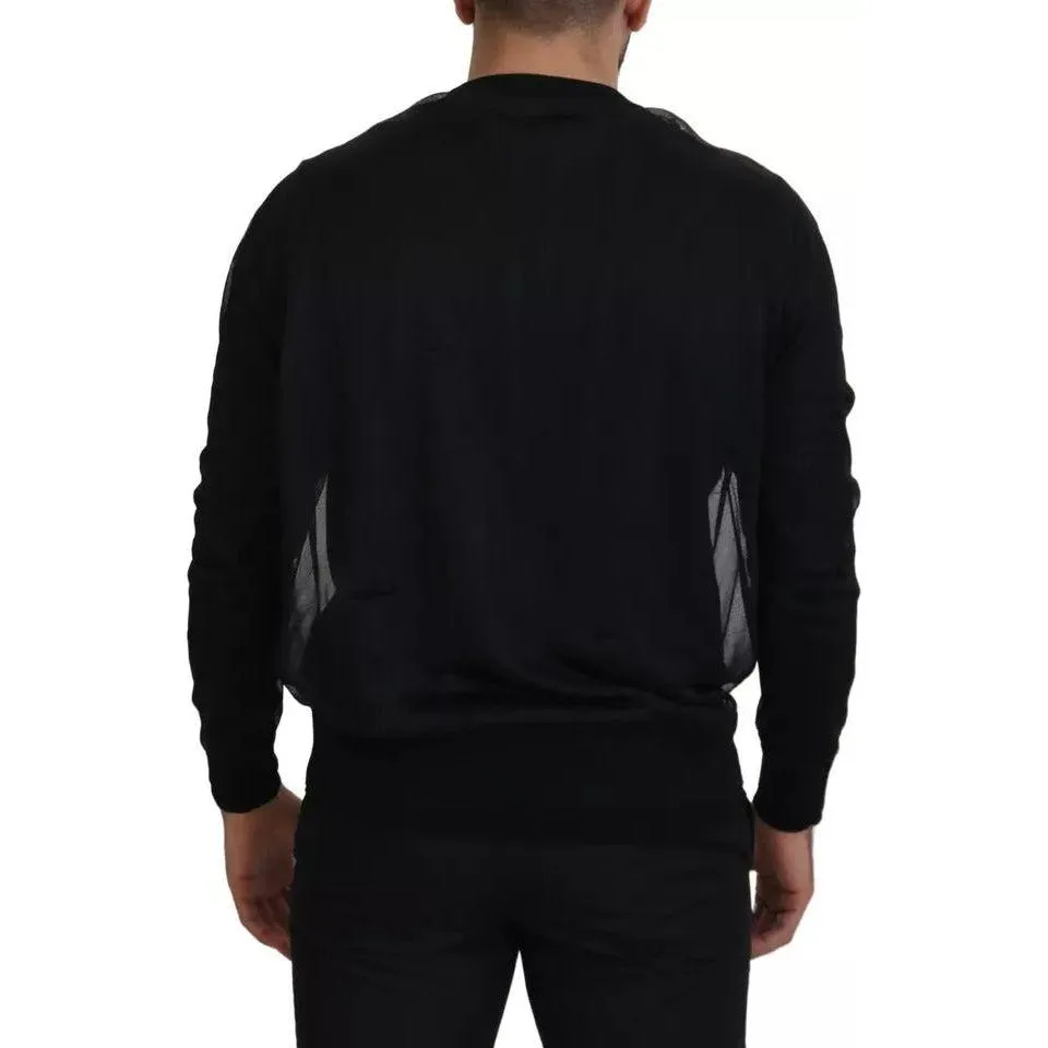 Dolce & Gabbana Black Polyester Crewneck Men Pullover Sweater