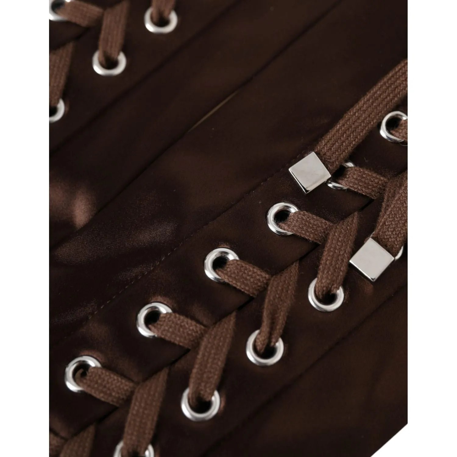 Dolce & Gabbana Brown Acetate Lace Up Fingerless Gloves