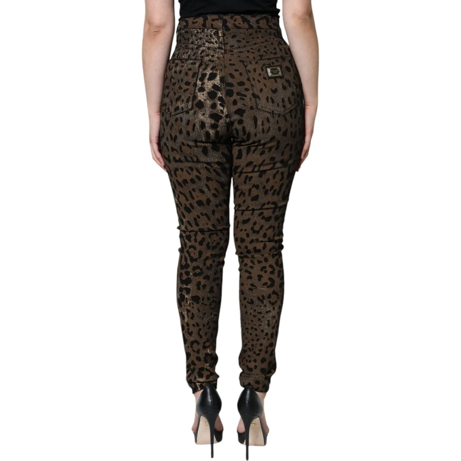 Dolce & Gabbana Brown Leopard Cotton Skinny Denim Jeans