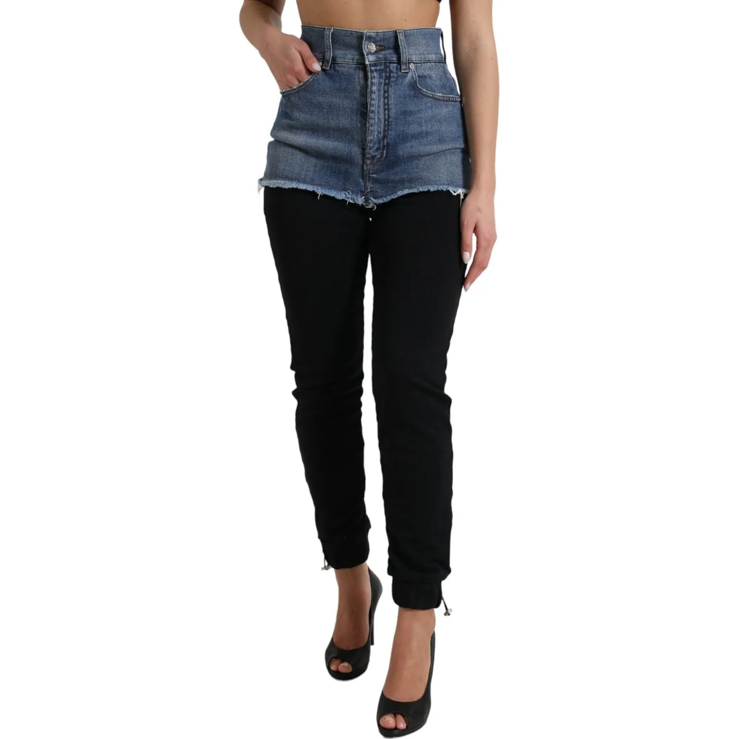 Dolce & Gabbana Chic High Waist Skinny Pants with Denim Shorts