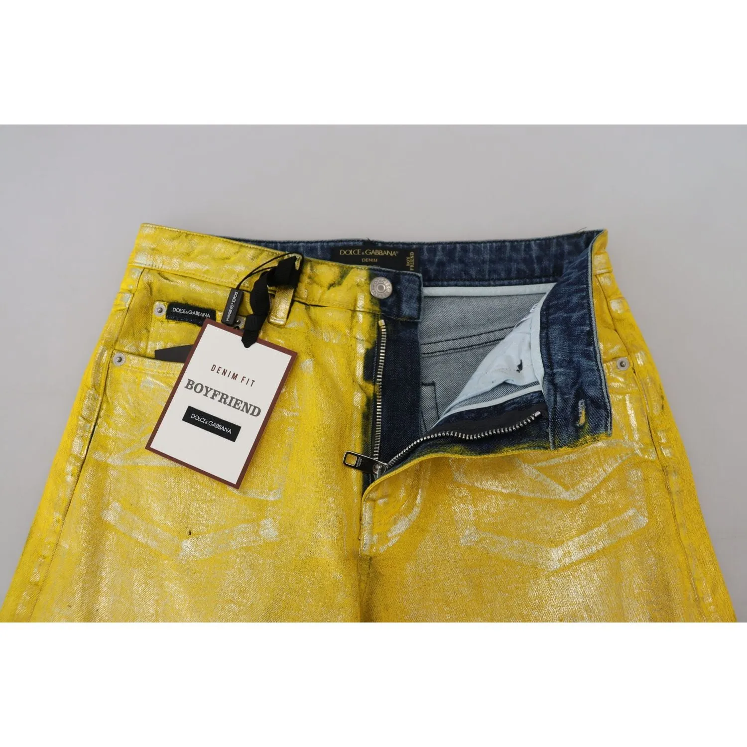 Dolce & Gabbana Chic High Waist Straight Jeans in Vibrant Yellow