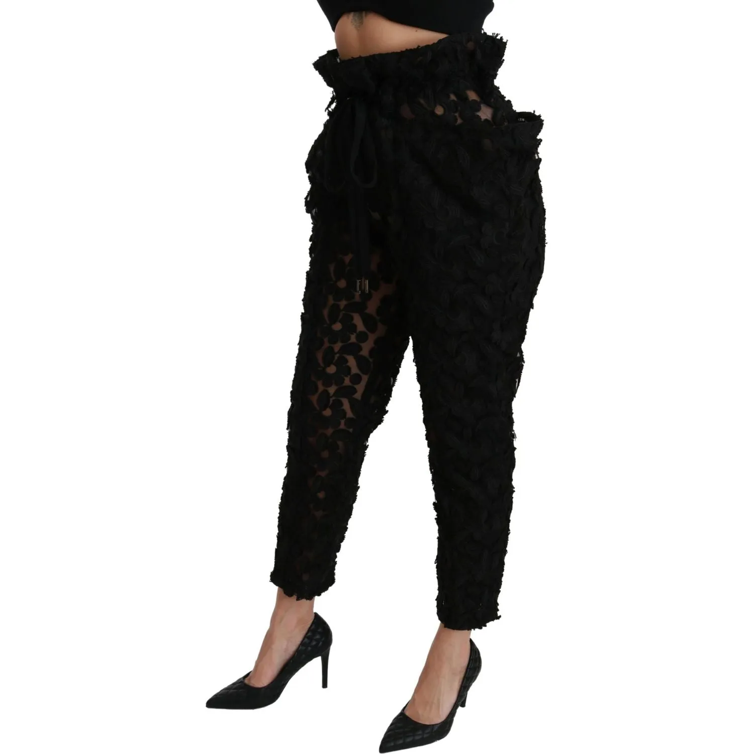 Dolce & Gabbana Chic Tapered High Waist Lace Pants