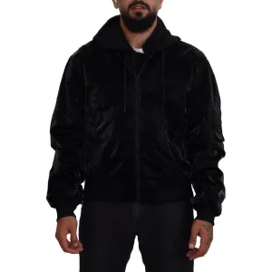 Dolce & Gabbana Elegant Black Bomber Hooded Jacket