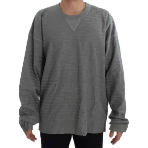 Dolce & Gabbana Elegant Gray Silk Crewneck Pullover Sweater