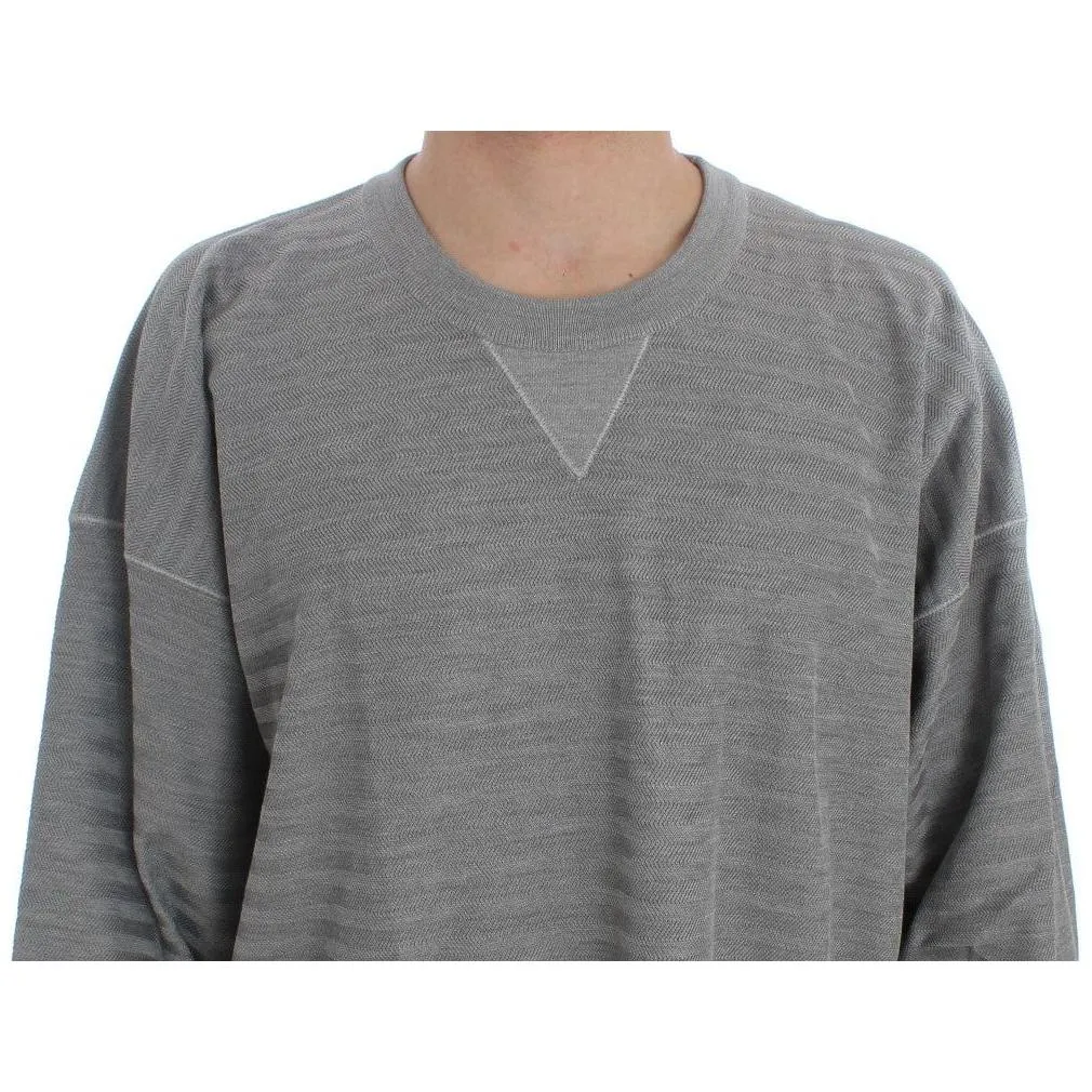 Dolce & Gabbana Elegant Gray Silk Crewneck Pullover Sweater