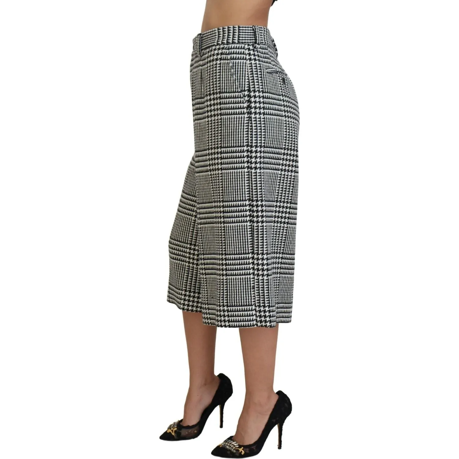 Dolce & Gabbana Elegant High Waist Plaid Midi Pants