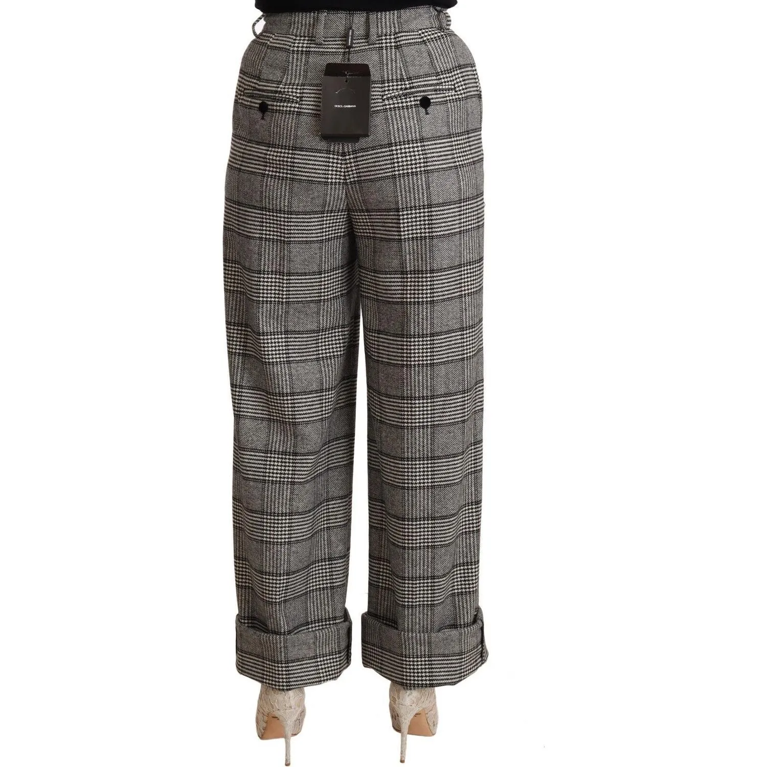 Dolce & Gabbana Elegant High Waist Straight Trousers In Grey