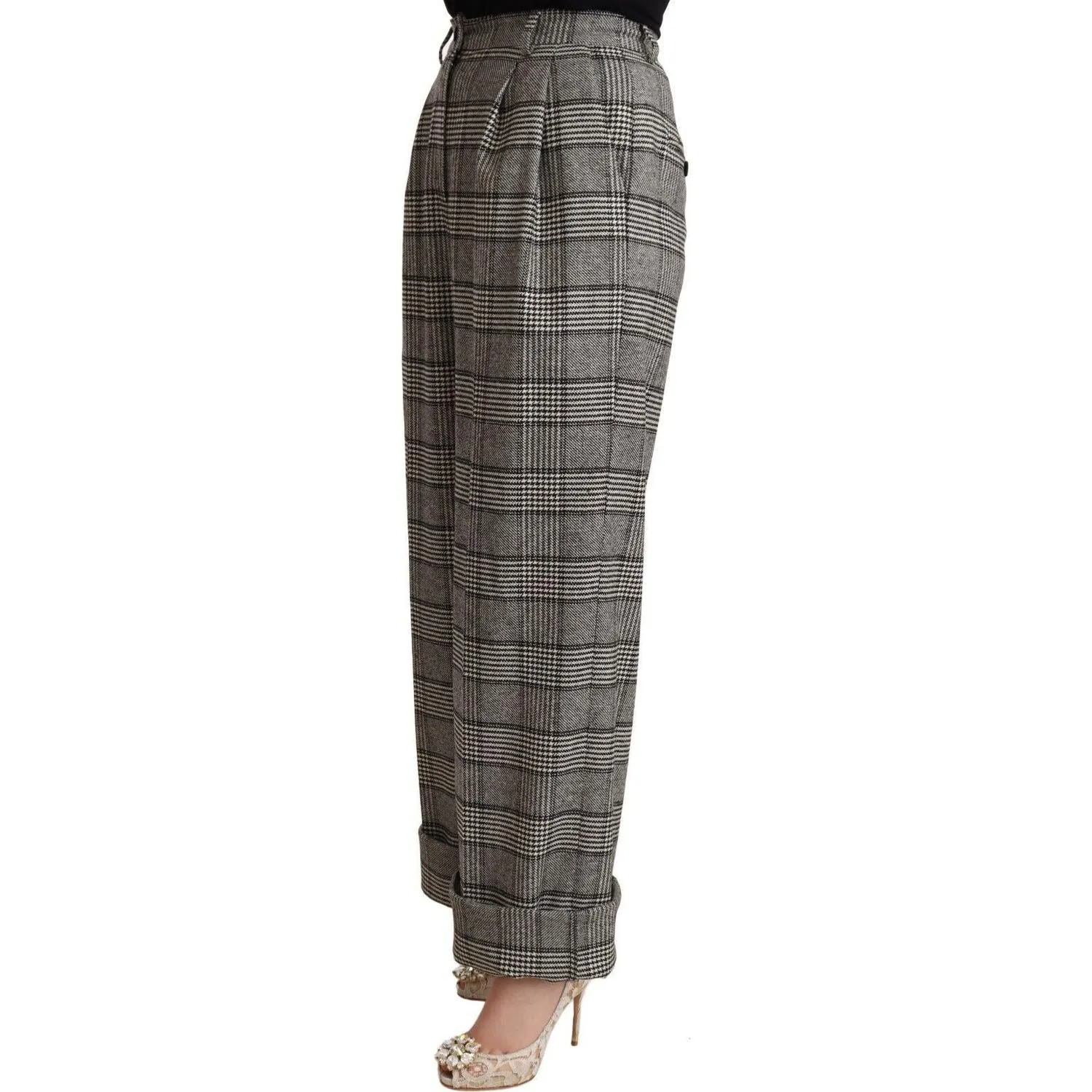 Dolce & Gabbana Elegant High Waist Straight Trousers In Grey