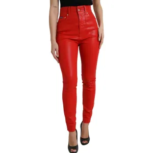 Dolce & Gabbana Elegant High-Waist Stretch Denim in Red