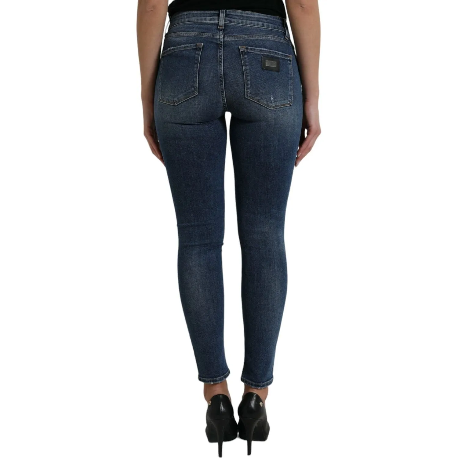 Dolce & Gabbana Elegant Mid Waist Stretch Jeans in Blue