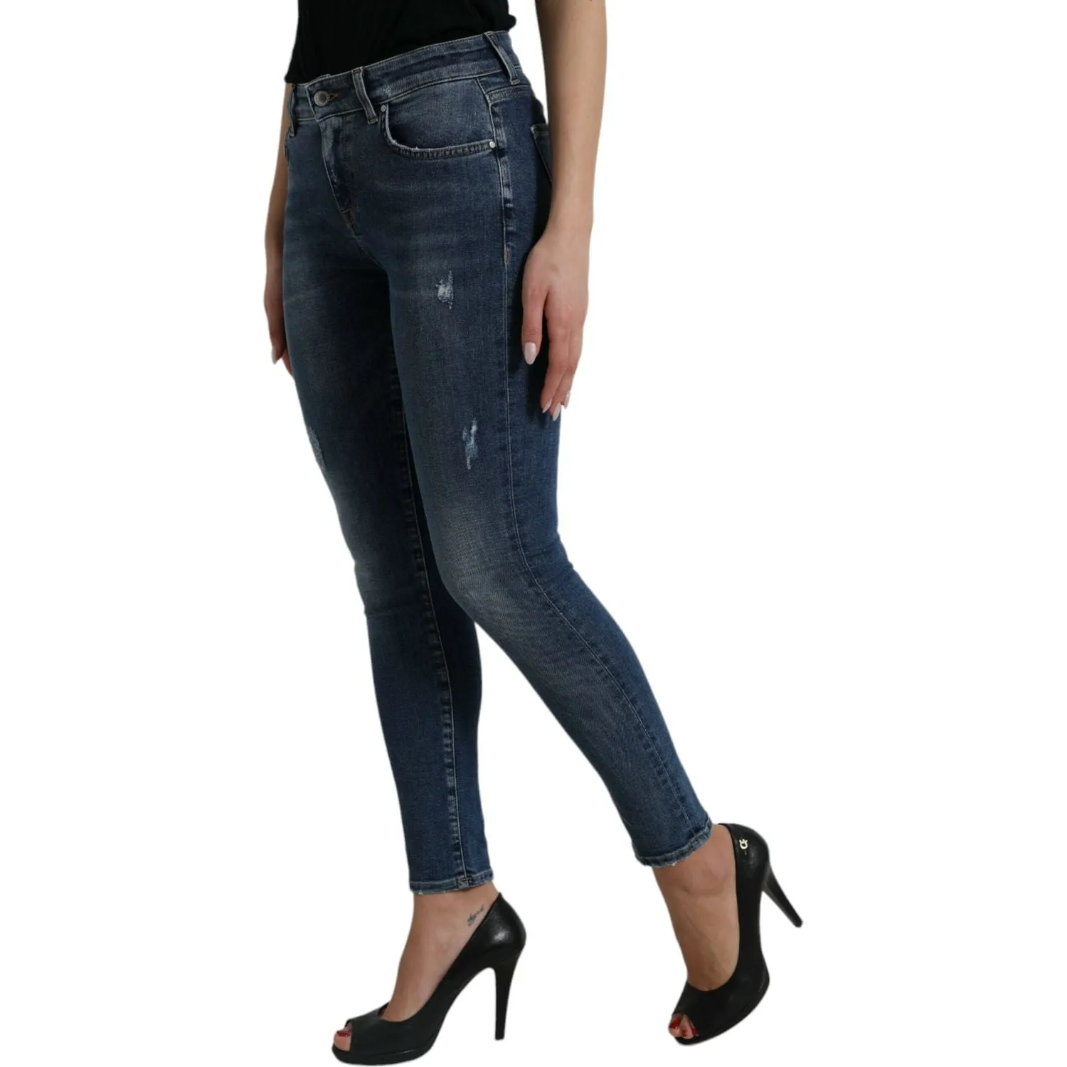 Dolce & Gabbana Elegant Mid Waist Stretch Jeans in Blue