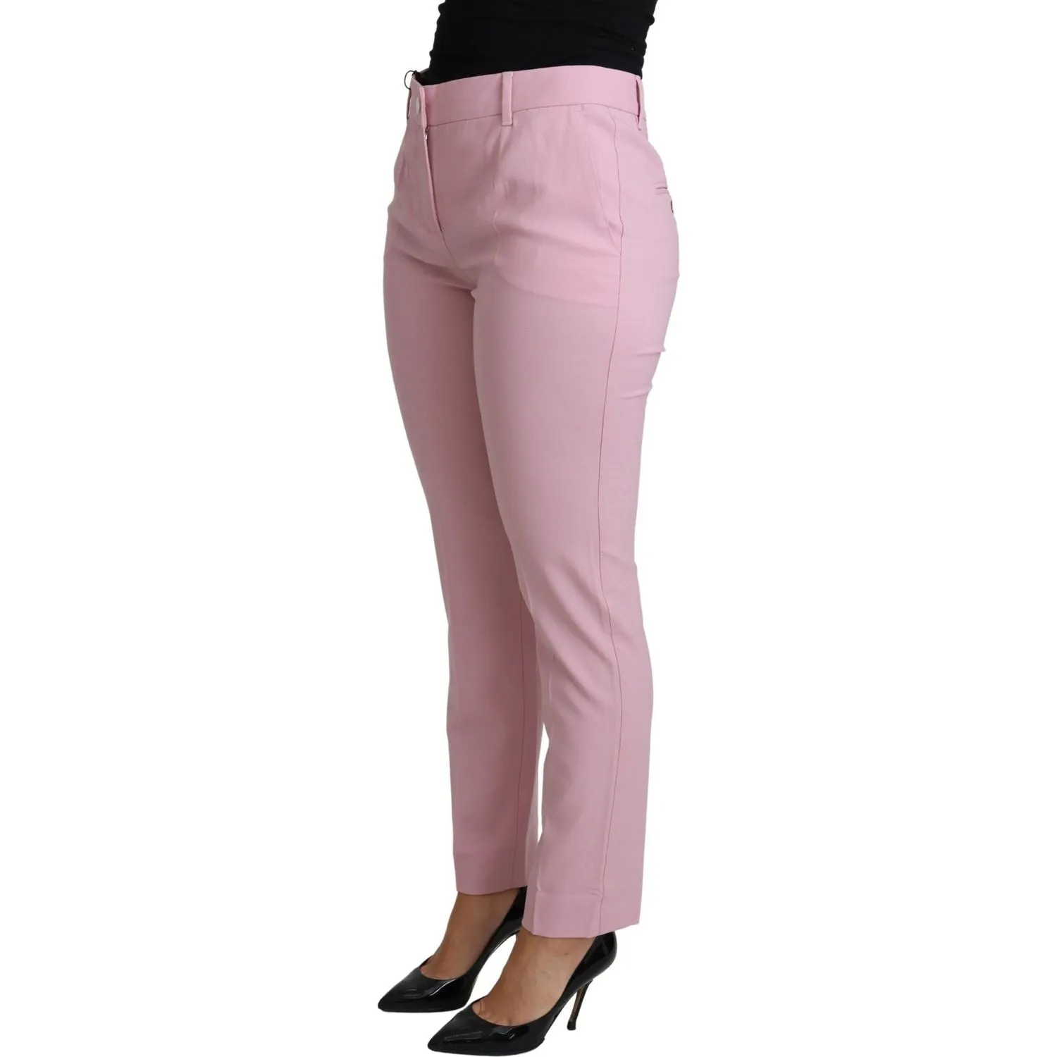 Dolce & Gabbana Elegant Pink High-Waisted Wool Trousers