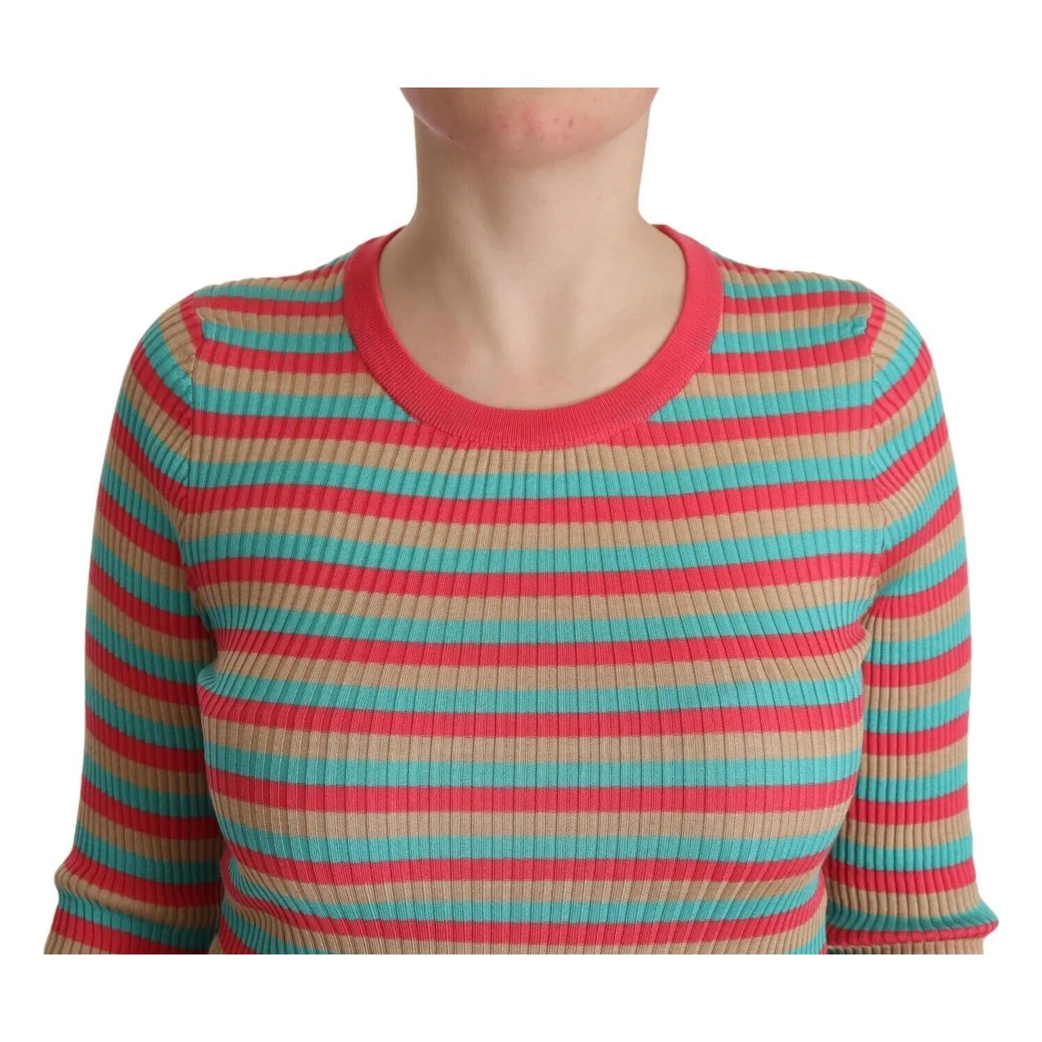 Dolce & Gabbana Elegant Striped Silk Crew Neck Pullover