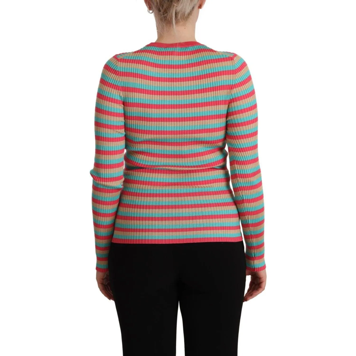 Dolce & Gabbana Elegant Striped Silk Crew Neck Pullover