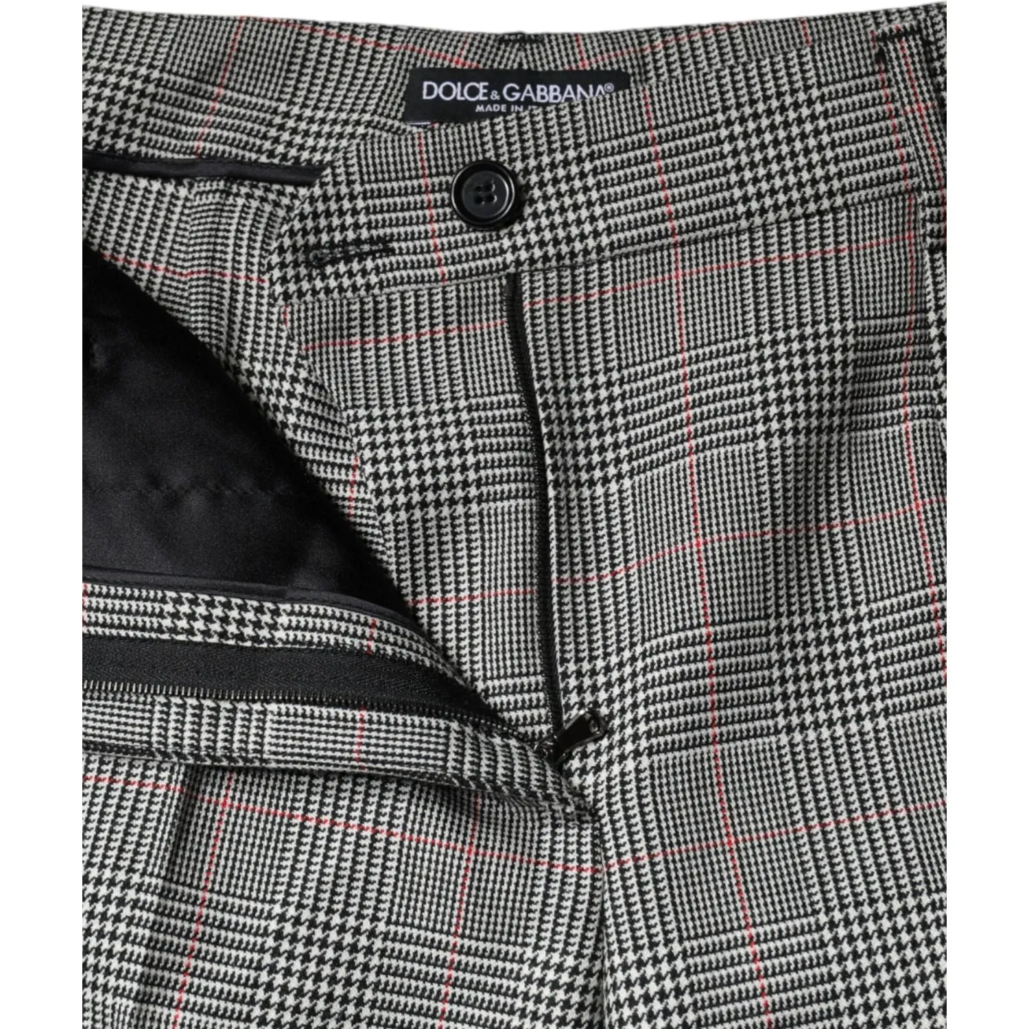 Dolce & Gabbana Gray Plaid Wool Mid Waist Women Tapered Pants