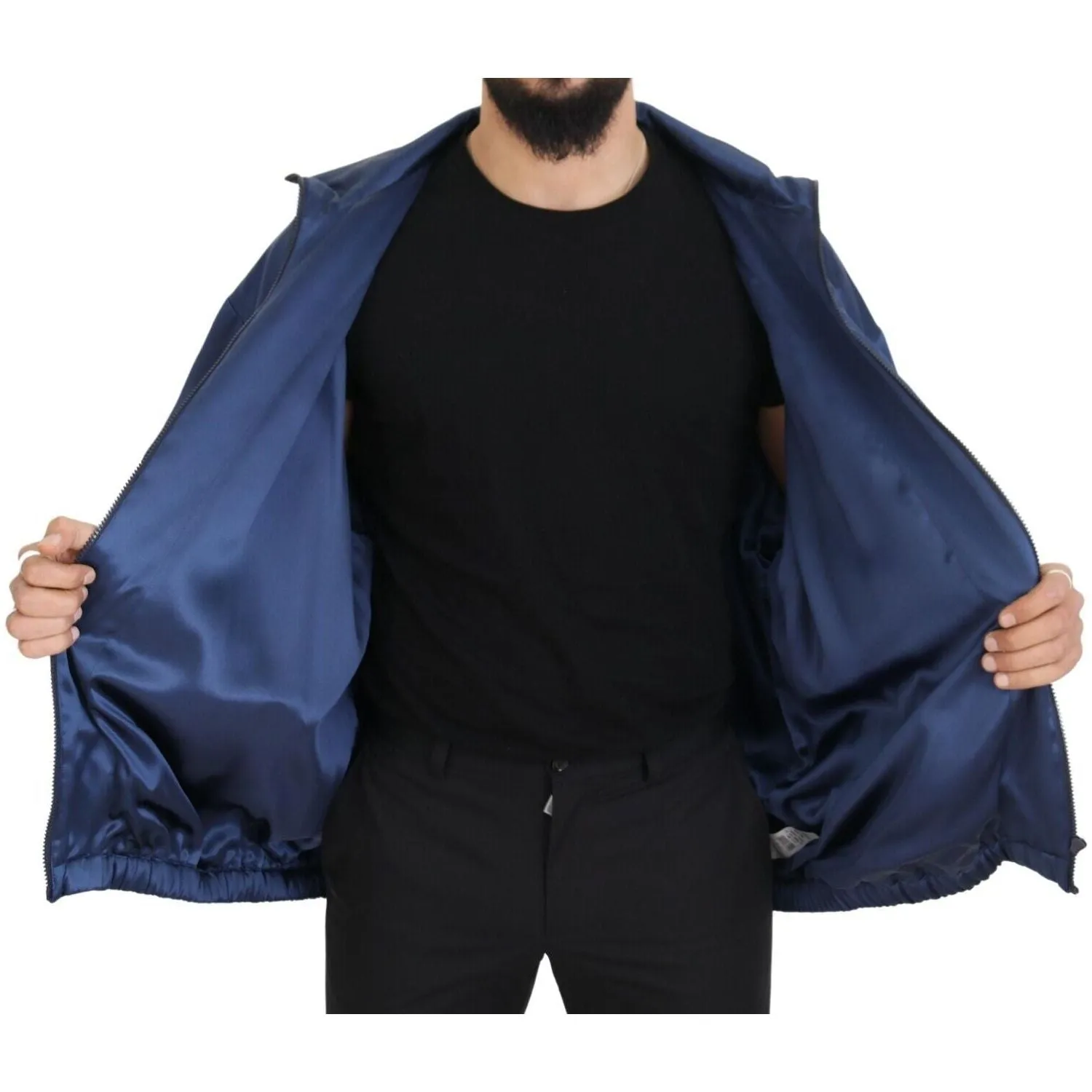 Dolce & Gabbana Regal Blue Silk Bomber Jacket