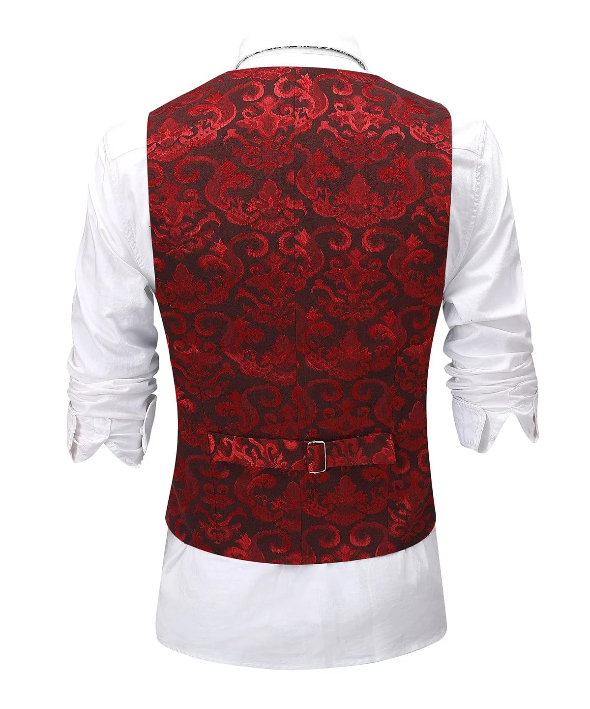 Double Breasted Patterned U Neck Waistcoat