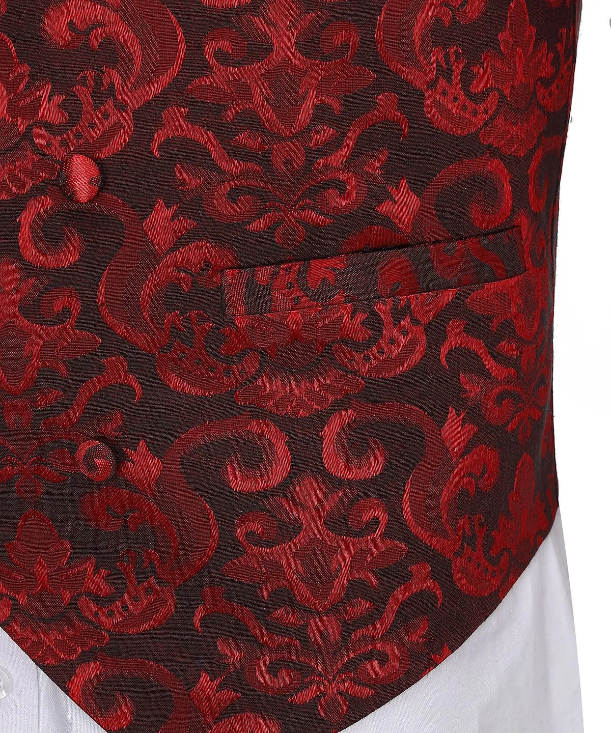 Double Breasted Patterned U Neck Waistcoat