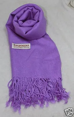 Fair Trade 70% Pashmina(Cashmere) 30% SILK Shawl Purple