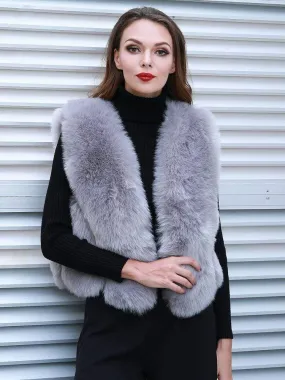 Fashion Faux Fox Fur Vest Elegant Short Coat