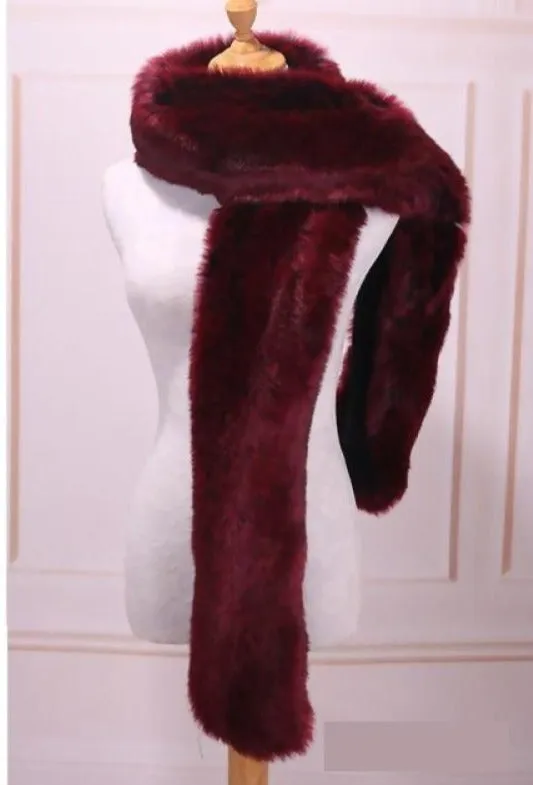 Faux Fox Fur Long  Formal Shoulder Wrap In Many Colors