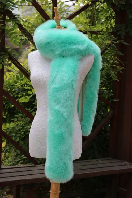 Faux Fox Fur Long  Formal Shoulder Wrap In Many Colors