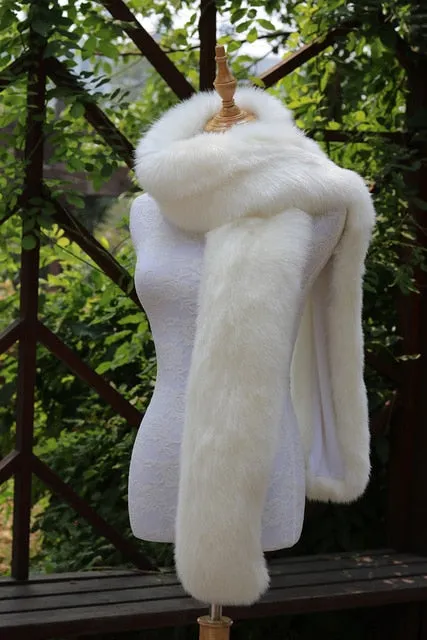 Faux Fox Fur Long  Formal Shoulder Wrap In Many Colors