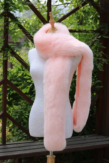 Faux Fox Fur Long  Formal Shoulder Wrap In Many Colors