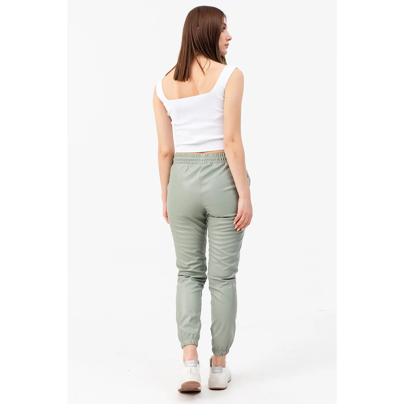 Faux Leather Mint Joggers