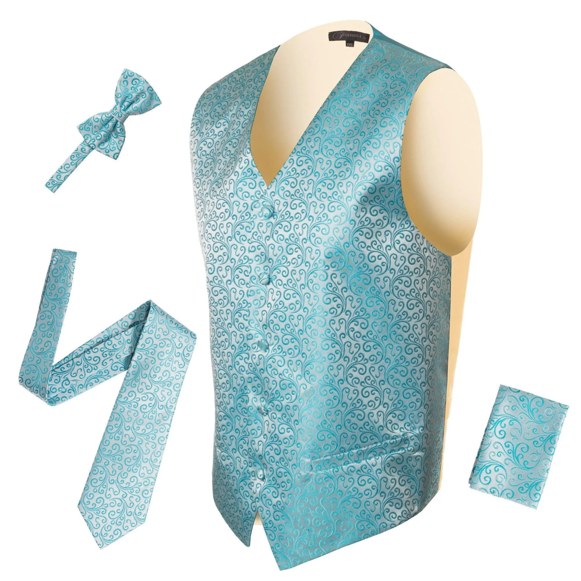 Ferrecci Mens PV50-5 Turquoise Cream Vest Set