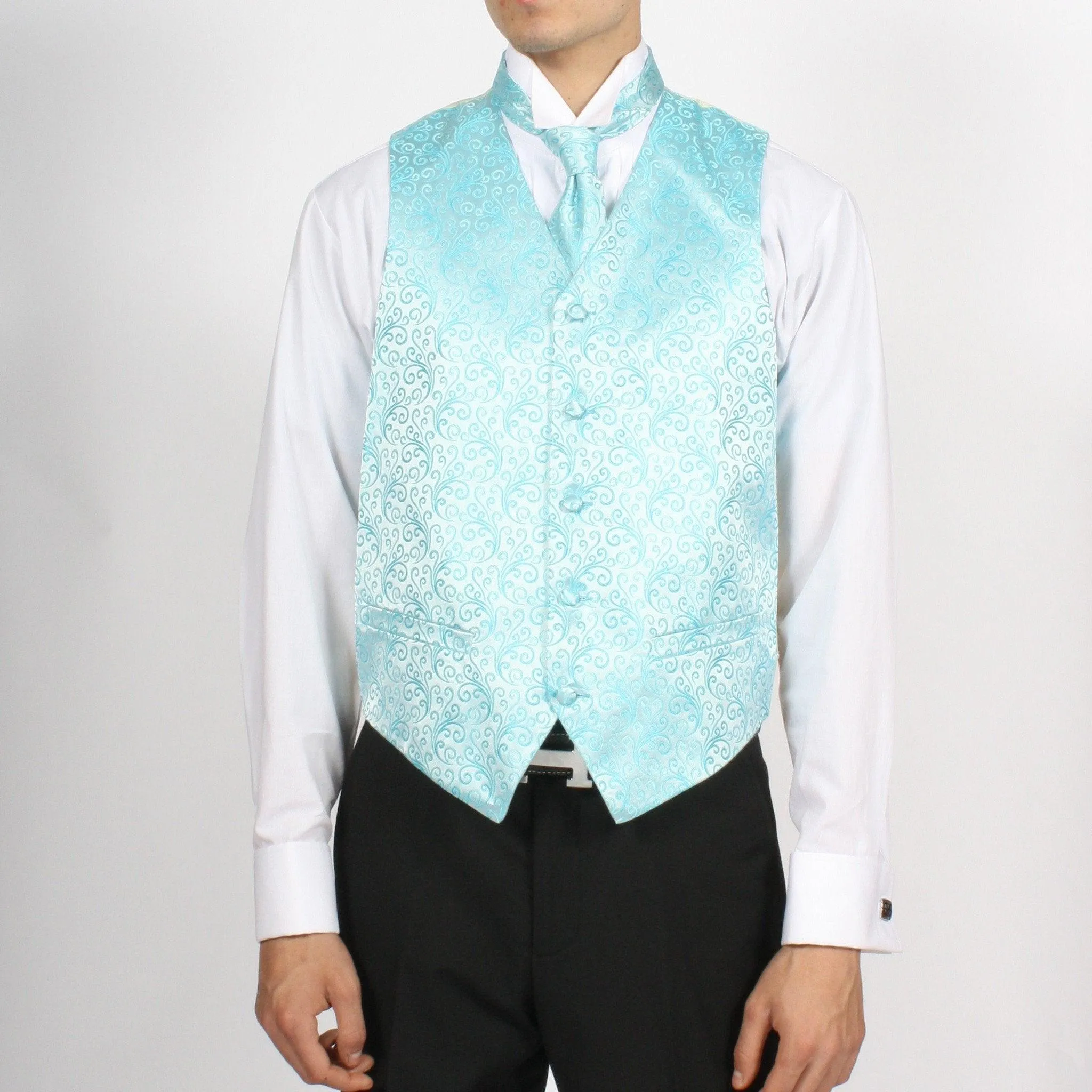 Ferrecci Mens PV50-5 Turquoise Cream Vest Set