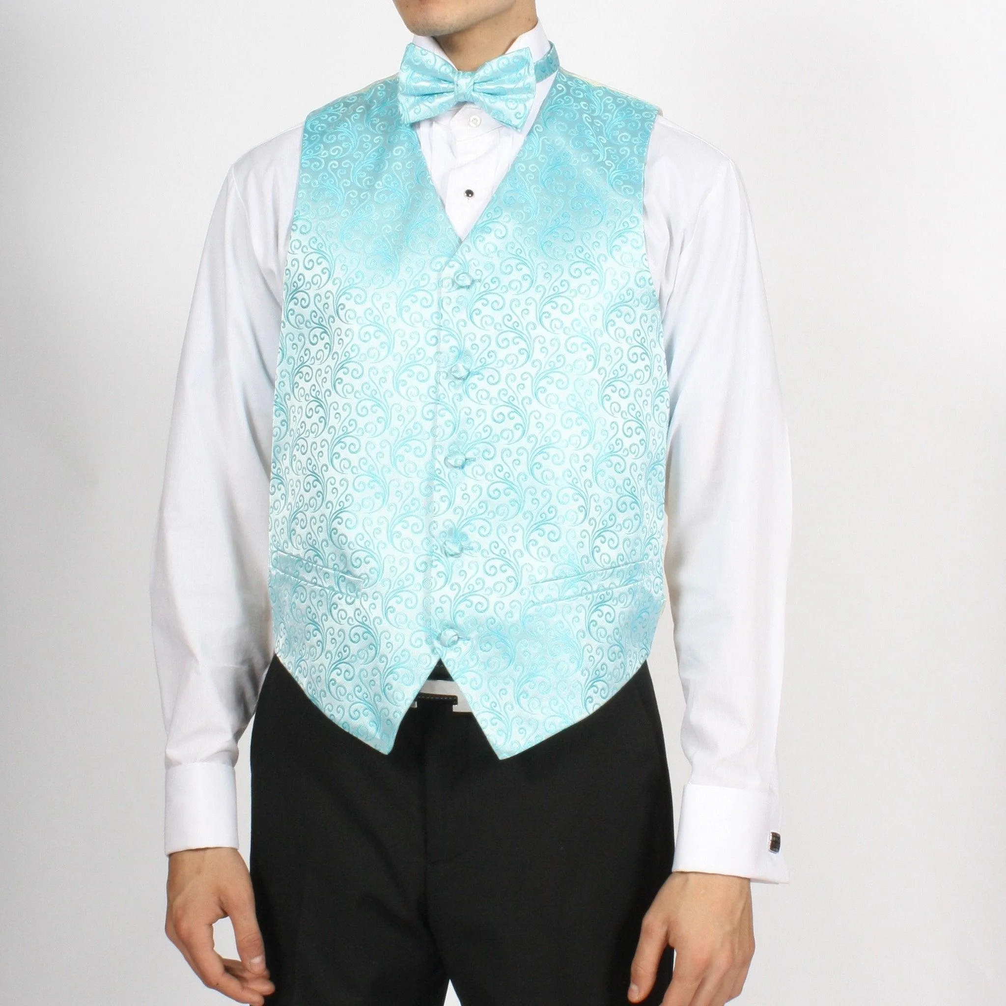 Ferrecci Mens PV50-5 Turquoise Cream Vest Set