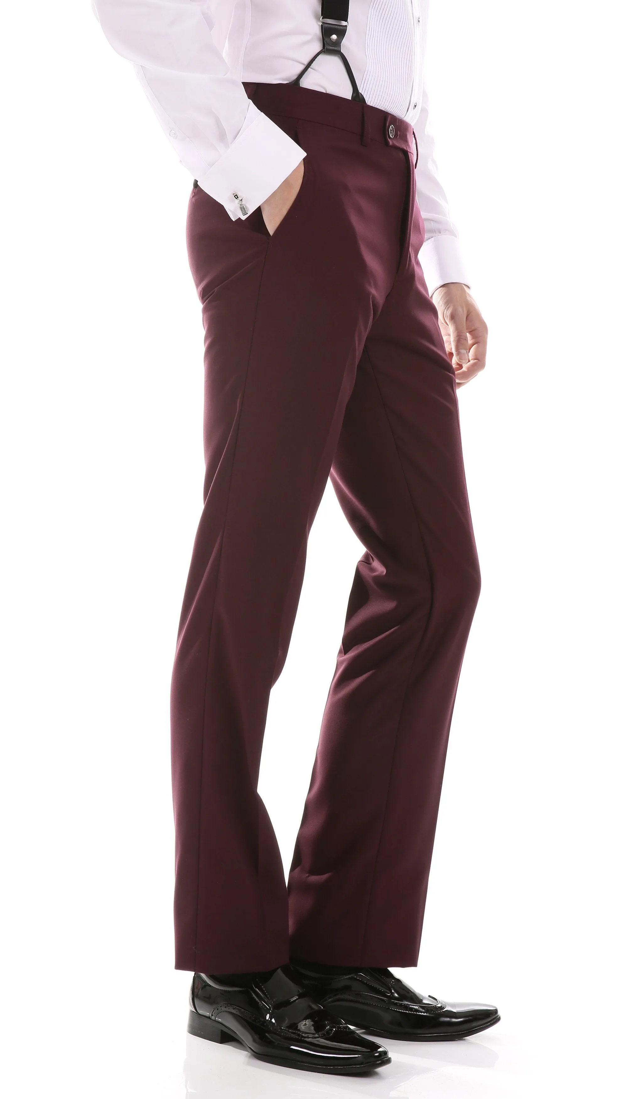 Ferrecci Men's Reno Burgundy Slim Fit Shawl Lapel 2 Piece Tuxedo Suit Set