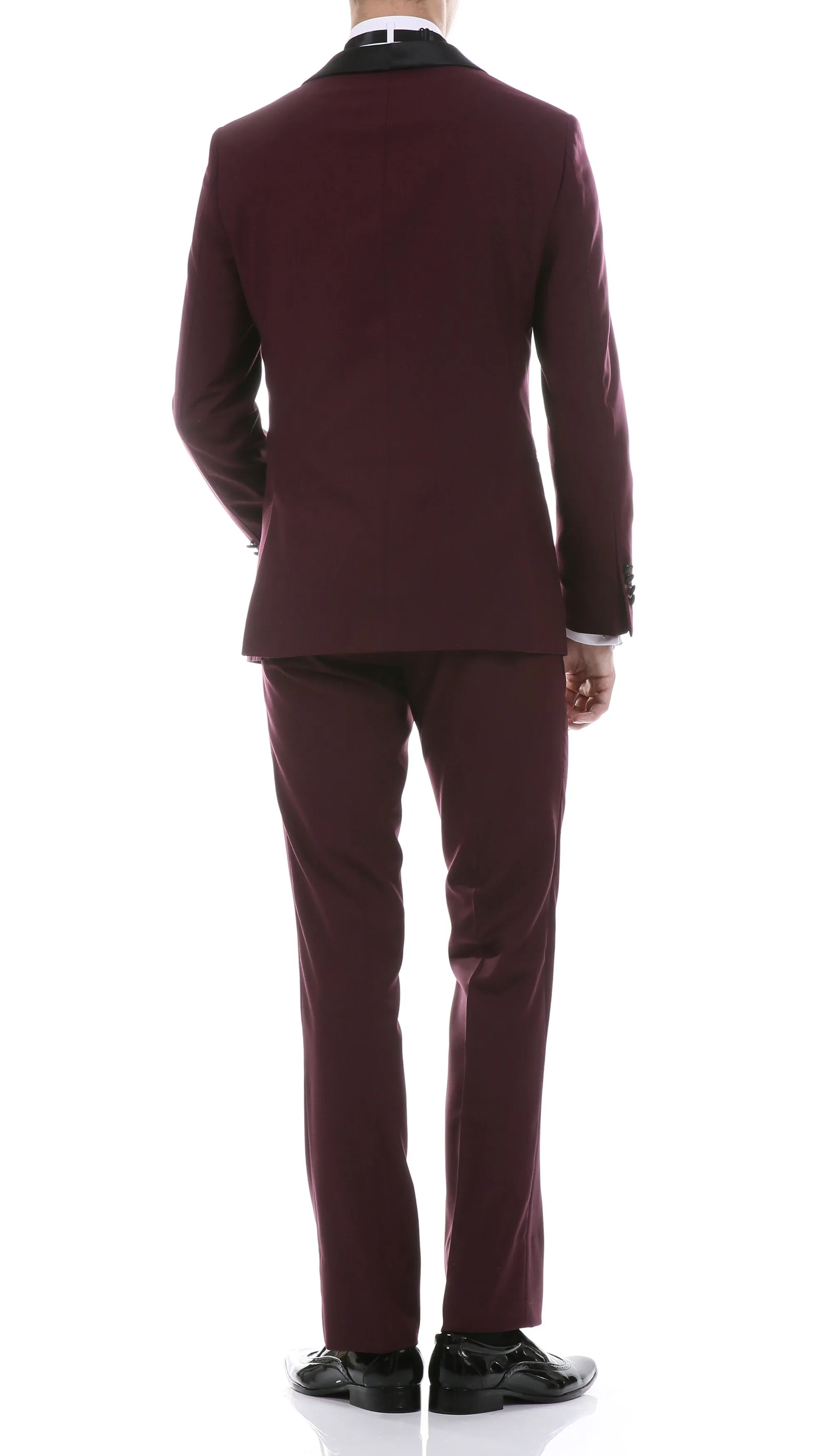 Ferrecci Men's Reno Burgundy Slim Fit Shawl Lapel 2 Piece Tuxedo Suit Set