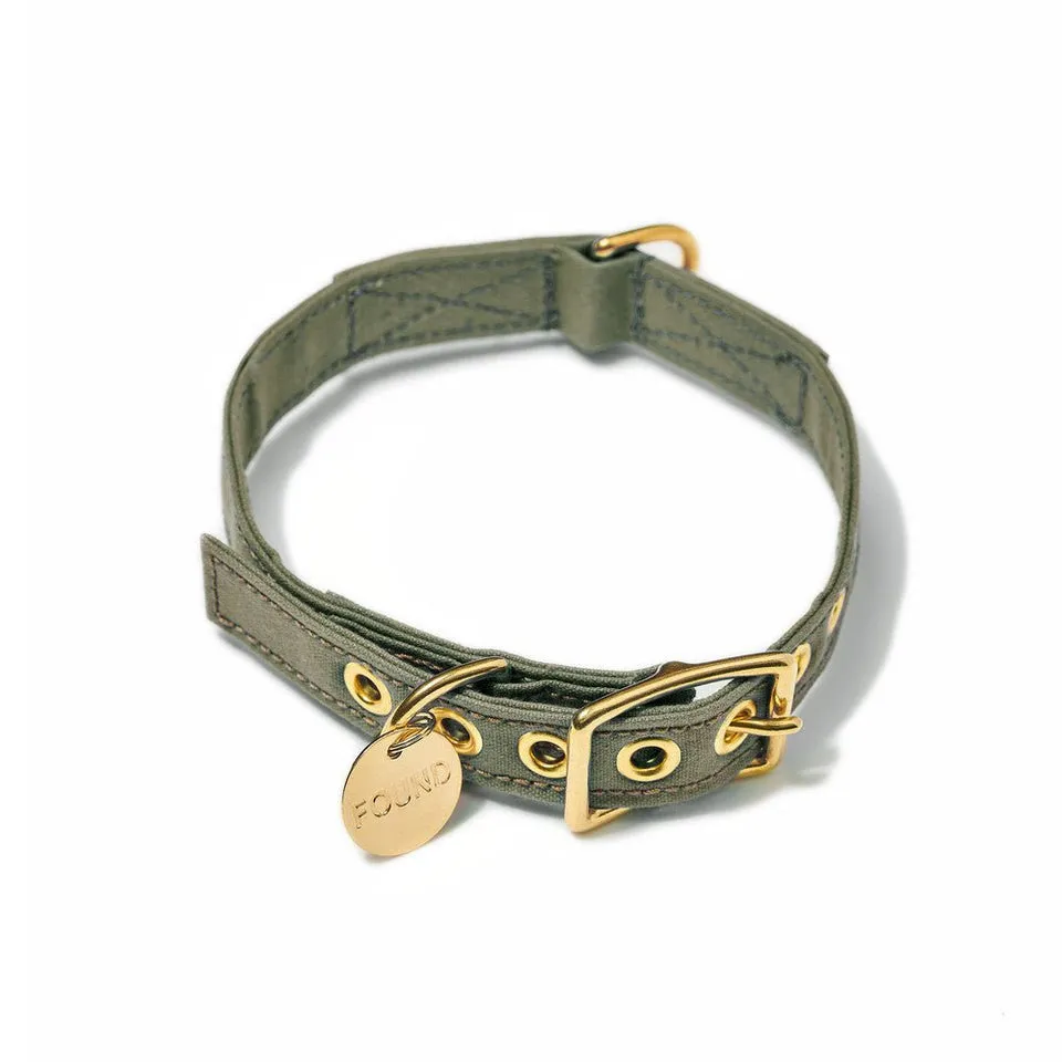 Found My Animal Olive Cotton Canvas Cat & Dog Collar