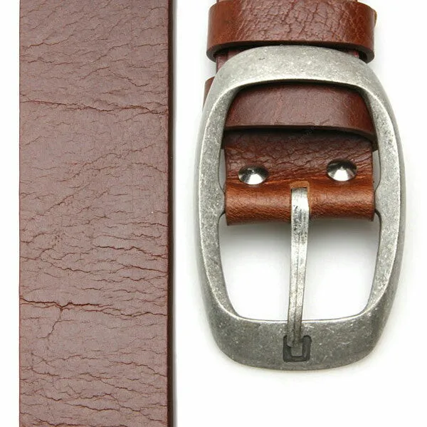 Full Grain Genuine Leather Belt City Oxford Curve Tin Buckle - Brown