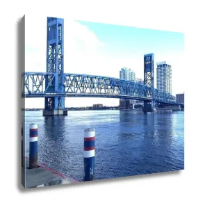 Gallery Wrapped Canvas, Downtown Jacksonville Fl Bridge Over The St Johns River