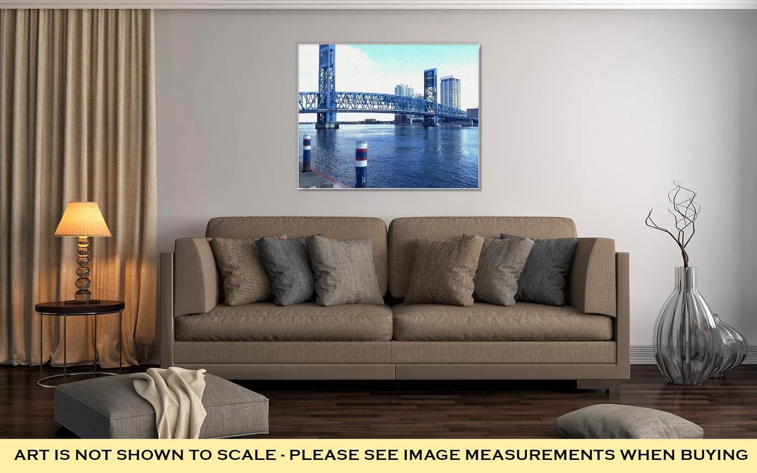 Gallery Wrapped Canvas, Downtown Jacksonville Fl Bridge Over The St Johns River