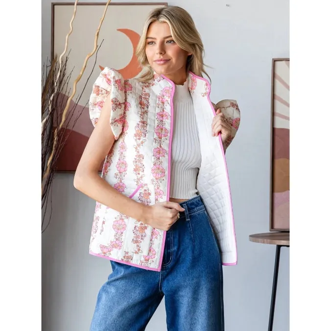 Garden Chic Ruffle Quilted Vest