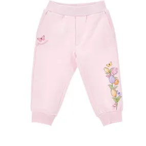 Girls Pink Flower Joggers