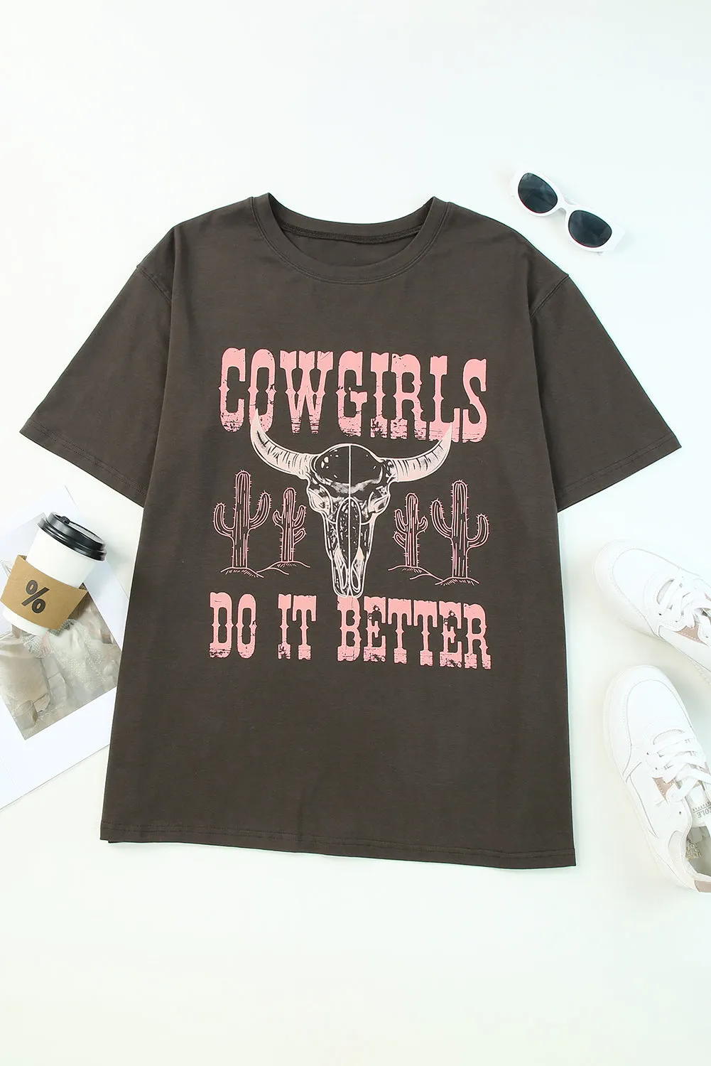 Gray "COWGIRLS DO IT BETTER" Graphic Oversized T-Shirt – Bold, Fun, and Ready to Stand Out