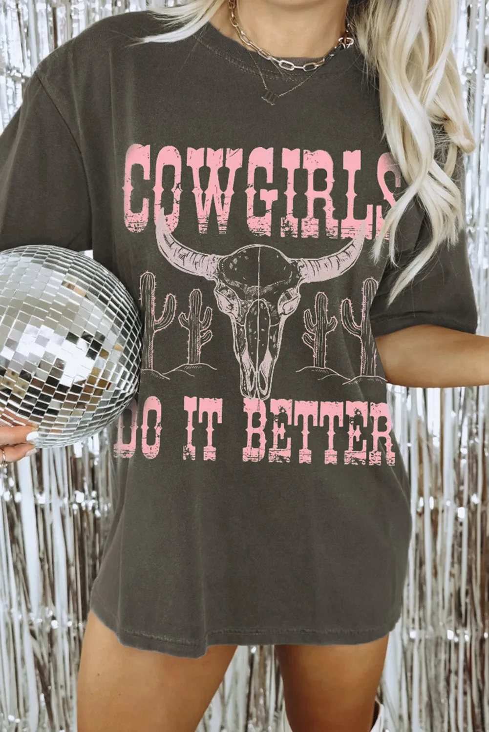 Gray "COWGIRLS DO IT BETTER" Graphic Oversized T-Shirt – Bold, Fun, and Ready to Stand Out