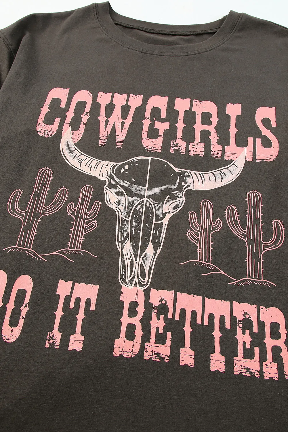 Gray "COWGIRLS DO IT BETTER" Graphic Oversized T-Shirt – Bold, Fun, and Ready to Stand Out